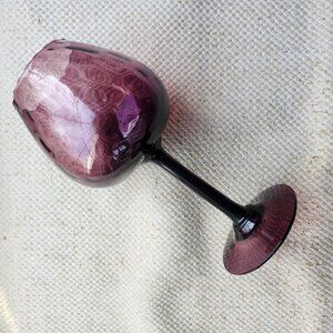 Empoli Optic Purple Amethyst Goblet Italy Art Glass Wine Water Vintage MCM 8.25"